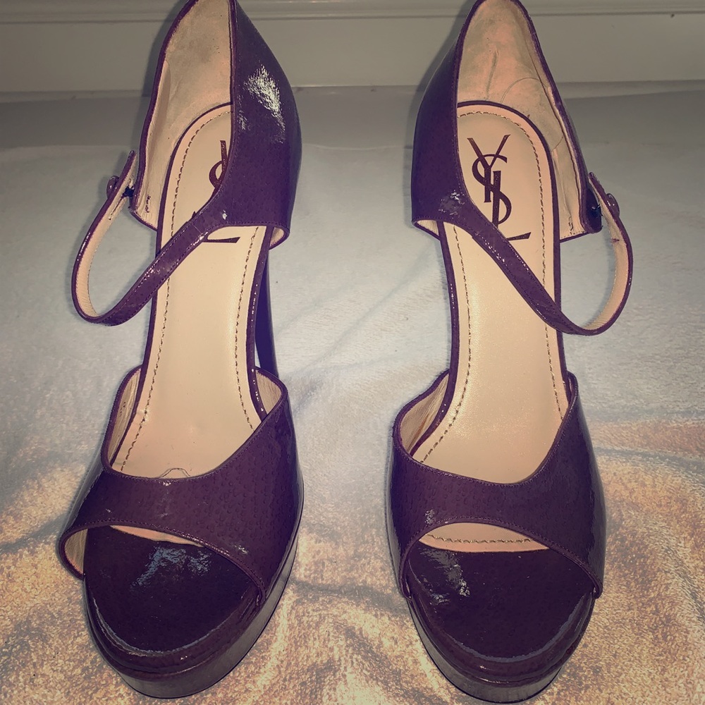 Untraditional Eggplant YSL Stiletto. Never Worn.